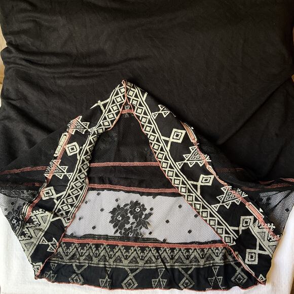 Scrapbook Women Midi Dress M Black Rayon Geometric A-Line Bohemian Embroidered - Picture 9 of 10